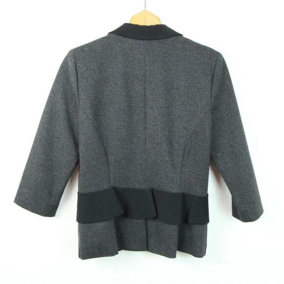 Anthropologie Cartonnier 10 3/4 Sleeve Gray Peplum Blazer Preppy Academia Twee - Picture 6 of 7